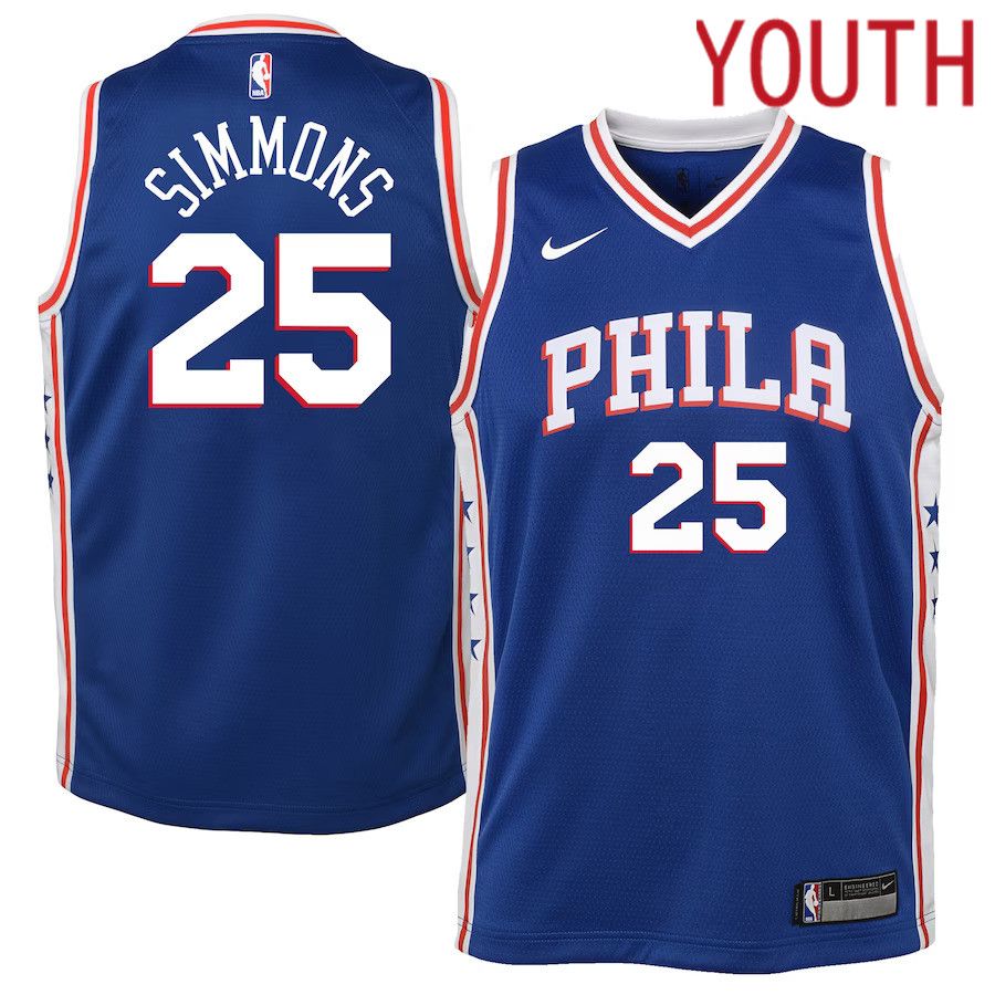 Youth Philadelphia 76ers 25 Ben Simmons Nike Royal Swingman NBA Jersey